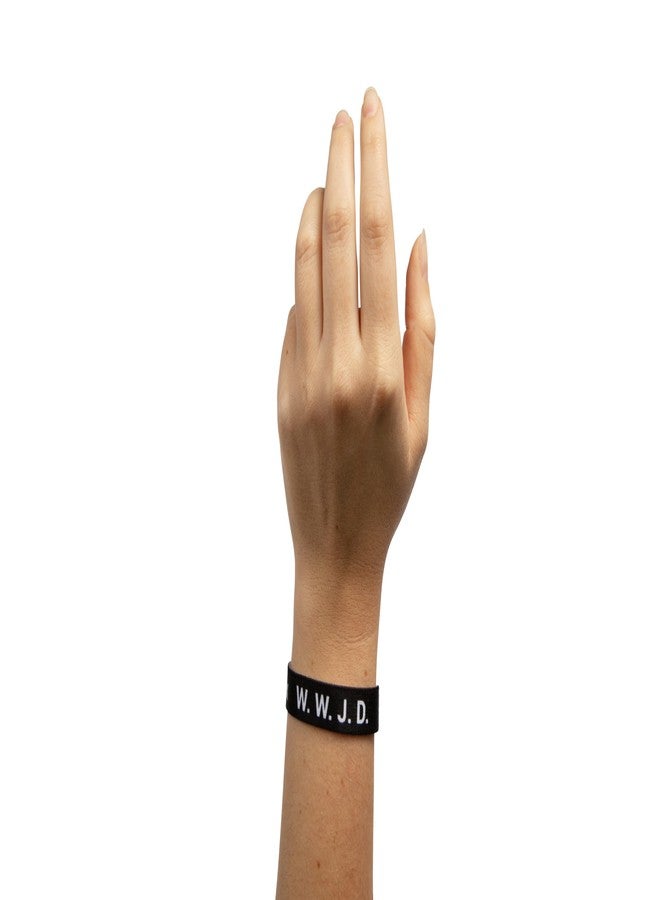 Great 1 WWJD Ichthys Symbol/Jesus Fish Bracelet - What Would Jesus Do Inspirational Religious Christian Reversible Stretch Wristband (Black, Medium) - Image 5